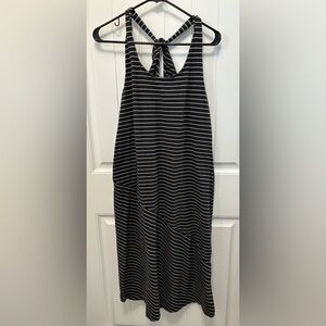 Free Assembly Black & White Striped tank Dress with criss cross back. Size Large